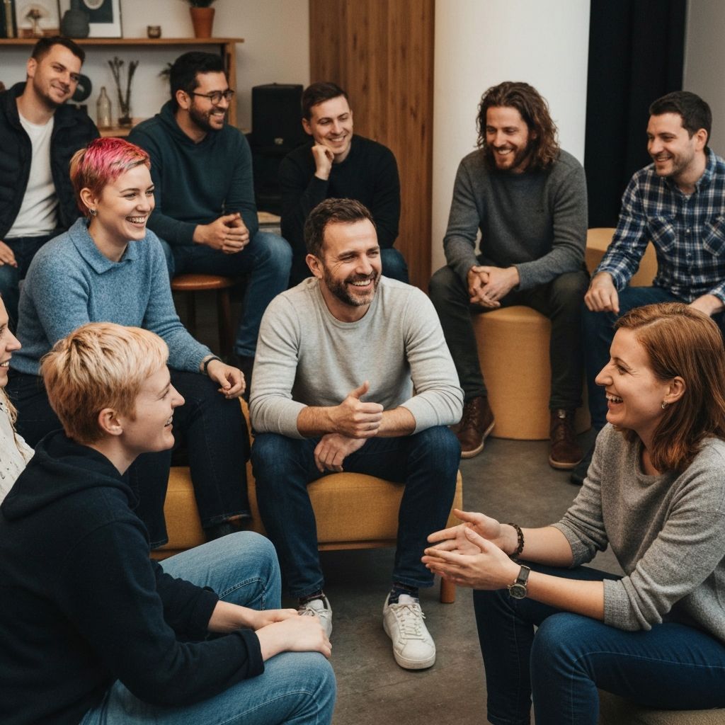 Diverse people smiling and looking happy